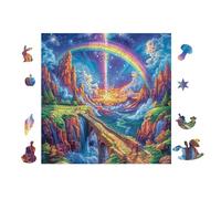 Rainbow in Mountain Valley 100 Piece Pack DIY Jigsaw Puzzle Collectors Cognitive Development Educational Decorative Puzzle Gifts for Adults High-grade Cardboard 28x28cm