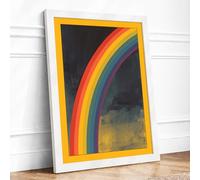 Rainbow in Shadows Modern Framed Wall Art Print A2 (59.4×42cm) White, Wall Decor for Living Room, Bedroom, Office & Home, Ready to Hang, Art Gift