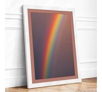 Rainbow in Storm Minimalist Framed Wall Art Print A2 (59.4×42cm) White, Wall Decor for Living Room, Bedroom, Office & Home, Ready to Hang, Art Gift