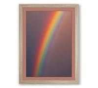 Rainbow in Storm Minimalist Framed Wall Art Print A4 (29.7×21cm) Oak, Wall Decor for Living Room, Bedroom, Office & Home, Ready to Hang, Art Gift