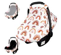 Rainbow Infant Carseat Canopy with Peep Windows and Breathable Mesh, Kick-Proof, Soft Stretchy Baby Car Seat Cover for Newborns