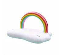 Rainbow Inflatable Float Colorful Pool Lounge Bed with Vibrant Stripes Relaxing by the Beach Relaxation Vibrant Design
