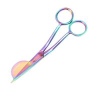 Rainbow Iridescent Half Duckbill Applique Scissors, 6 Inch, Stainless Steel, Double Bent Curved Offset Handle, for Embroidery, Fabric, Thread, Quilting, Sewing, Arts & Craft
