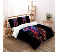Rainbow Jellyfish Dreamy Bedding Set 3D Printed Wildlife Marine Animal Theme Duvet Cover Set 3 Pcs Microfiber Quilt Cover Suitable for All Seasons with Pillowcase Super King（260x220cm）