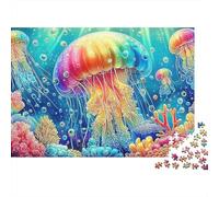 Rainbow Jellyfish Jigsaw Puzzle - 500 Piece Cartoon Style Educational Brain Teaser, Home Décor & Relaxing Quality (For Everyone 12+)