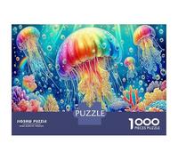 Rainbow Jellyfish Jigsaw Puzzles Puzzle for Adults Kids. 1000 Pieces Interesting Whimsical Challenge Toy Educational Games Home Decoration for Educational Games Gifts 38x26cm/1000pcs