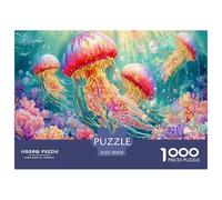 Rainbow Jellyfish Jigsaw Puzzles Puzzles for Adults Kids. 1000 Piece Impossible Challenge Toy Educational Games Home Decoration for Educational Games Gifts 70x50cm/1000pcs