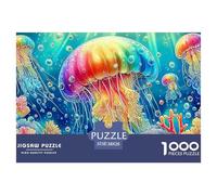 Rainbow Jellyfish Recycled Cardboard 1000-Piece Jellyfish Ocean Jigsaws Puzzles for Adults Decoration Challenging Puzzle Games 38x26cm/1000pcs