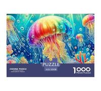 Rainbow Jellyfish Recycled Cardboard 1000Pc Jigsaw Puzzle for Jellyfish Ocean Teenagers Challenging Puzzle Games 52x38cm/1000pcs