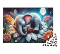 Rainbow Jungle 1000 Pcs Sturdy Cardboard Sleeping Elephant Jigsaw Puzzle Set Kids 12+ Lovers Educational Game Challenge Family Fun 38x26cm/1000pcs