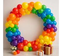 Rainbow Jungle Theme Balloon Arch Kit 50 Pack Safari Party Decoration with Rainbow Balloons Arch Strip & Glue Dots for Birthday Baby Shower Jungle Safari Party