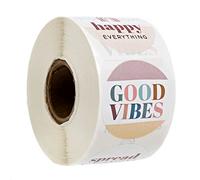 Rainbow Kindness Encouraging Stickers / 6 Alternating Motivational Designs / 500 Good Vibes Indie Boho Labels / 1.5" Colorful Round Envelope Seals