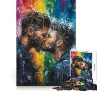 Rainbow Kiss 1000 Piece Jigsaw Puzzles for Adults Jigsaw Mind Play Home Pastime Clean Edge Lovely Present (38x52cm)
