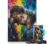 Rainbow Kiss Jigsaw Puzzles for Teenagers 1000 Piece Thought Toy Calm Escape Precise Edge Amazing Present (38x26cm)