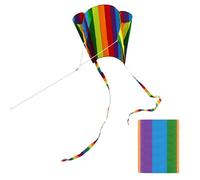 Rainbow Kite,Colorful Kids' Kite with Two Long Flowing Tails,Kids Colorful Pocket Kite Toys,Easy to Fly Kite Complete with String Line,Ideal for Outdoor Activities(Stripe)