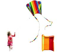 Rainbow Kite Colorful Pocket Kite, Outdoor Sport Flying Kites with Long Tail, Summer Beach Park for Beginner, Kids and Adult, Gift to Boys Girls