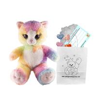 Rainbow Kitty Cat Soft Plush Toy - 10 inch / 25cm - Build your own Teddy Bear Kit