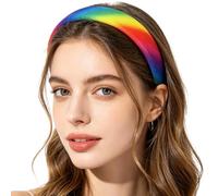 Rainbow Knitted Headband - Soft Anti Slip Striped Sponge, Hair Hoop, Multicolor Stretch Comfort Band | Yoga Sports Travel Party Work Gym Fitness Running Outdoor Use For Women Girls Teens