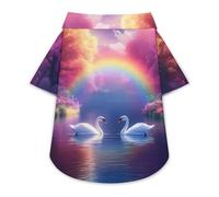 Rainbow Lake Swans Pet Shirt Button Up Summer Clothes Breathable T-Shirt for Small Medium Dogs Cats