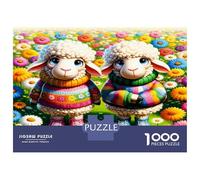 Rainbow Lambs 1000 Pieces Classic Jigsaw Puzzle Vibrant Pastoral Joy Jigsaw Puzzle Set Thick Cardboard Impossible Hard Challenging Relaxation Creativity Gift Giving Indoor Leisure Puzzle 52x38cm/1000p