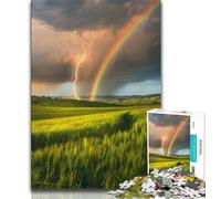 Rainbow Landscape Puzzles for Teenagers 1000 Pieces,Help The Brain Exercise Addictive Toys to Cultivate Patience Great Gift 38x26cm