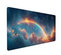Rainbow Large Mouse Mat, Cloud Gaming Mouse Pad with Stitched Edges, Extended Mousepad with Non-Slip Rubber Base, Desk Mat for Desk Accessories and Office Accessories Gifts, 1600x800x3mm T-8036