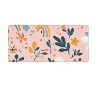 Rainbow Leaves Mouse Mat Flower Cloud Gaming Mouse Pad with Stitched Edges Non-Slip Large Desk Mat for PC Laptop Office Home Gamer 900x400x3mm Keyboard Mousepad