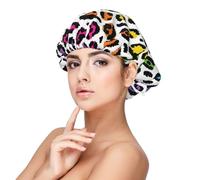 Rainbow Leopard,Adult's Satin Sleeping Cap - Women's Elastic Sleep Bonnet, Adjustable Overnight Hair Cover