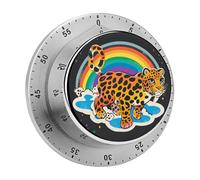 Rainbow Leopard Kitchen Timers for Cooking 60 Minute Wind Up Timer, Magnetic Back, Visual Mechanical Timer with Loud Alarm, Manual Countdown Timers for Classroom Home Gym Tanning