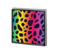 Rainbow Leopard Print Brooch Pins for Men Women Square Badge Collar Lapel Pins for Dress Jacket Accessories