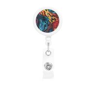 Rainbow Leopard Print Retractable Badge Reel Heavy Duty Badge Holder with Belt Clip Retractable Lanyards ID Card Holder with Keychain Name Badge Clips for Office Nurse Employee