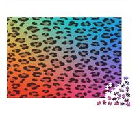 Rainbow Leopard Print-Vibrant Animal Pattern 1000 Pieces Sturdy Cardboard Jigsaw Puzzle Game Teen Fans 12-18 Brain Training Fun for Family 70x50cm/1000pcs