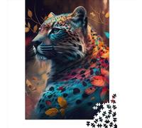 Rainbow Leopard Puzzle for Adults And Teenagers 1000 Pieces Wooden Puzzles for Teenagers Gifts Brain Teaser Game 1000pcs (75x50cm)