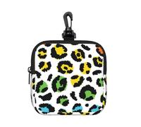 Rainbow Leopard, Square Zipper Storage Bag, Neoprene Coin Purse, Small Wallets, Change Pouch, Change Purse