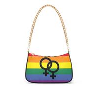 Rainbow Lesbian Pride Flag Sexual Identity Aesthetic Shoulder Bag for Women Hobo Purse Bags Chain Strap Zipper Wallet Purse