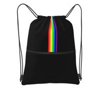 Rainbow LGBT Gay Pride Drawstring Bags Drawstring Gym Bag Waterproof Drawstring Backpack with Zipper Pocket for Kids Adults Beach Swimming Pool School Bag