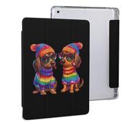 Rainbow LGBT Love Weiners Dogs Gay Tablet Case with Pencil Holder Protective Cover Design Compatible for IPAD 2020 （10.2in）