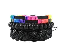 Rainbow LGBT Pride Handmade Braided Bracelet Multilayer PU Leather Bracelets Adjustable Gay Pride Wristband, C, 1 Piece