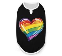 Rainbow LGBT Prideful Flag Heart Dog Shirts Patterned Pet Clothes Tank Top Sleeveless T-Shirt for Cats Puppy L