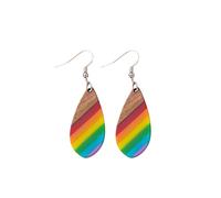 Rainbow LGBT Resin Wood Bar Dangle Earrings Simple Homosexuality Rainbow Love Pride Earrings Gay Lesbian LGBT Pride Gifts, S, Zinc, No Gemstone