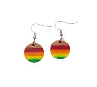 Rainbow LGBT Resin Wood Bar Dangle Earrings Simple Homosexuality Rainbow Love Pride Earrings Gay Lesbian LGBT Pride Gifts, S, Zinc, No Gemstone