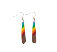 Rainbow LGBT Resin Wood Bar Dangle Earrings Simple Homosexuality Rainbow Love Pride Earrings Gay Lesbian LGBT Pride Gifts, S, Zinc, No Gemstone