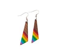 Rainbow LGBT Resin Wood Bar Dangle Earrings Simple Homosexuality Rainbow Love Pride Earrings Gay Lesbian LGBT Pride Gifts, S, Zinc, No Gemstone