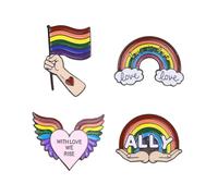 Rainbow LGBTQ Pride Pins Set - Love is Love Ally Brooches Badge - Pride Month Accessories for Backpacks, Jackets, Metal, no gemstone