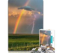 Rainbow Lightning 1000 Piece Jigsaw Puzzles for Teenagers,Help The Brain Exercise Addictive Toys to Cultivate Patience Unique Challenge Game (38x26cm)