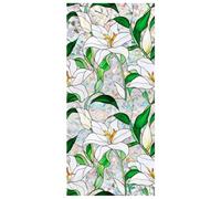 Rainbow Lily Flower Window Privacy Film Sun Blocking 3D Decorative PVC Stained Glass Window Decals Non-Adhesive Static Cling Sticker for Home Office, 16.93 x 39.37 Inch / 43 x 100 cm