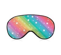 Rainbow Lines and Stars Sleep Mask Blindfold Colorful Adjustable Super-Smooth Soft Eye Mask Cover for Men Women Travel and Nap