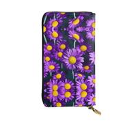 rainbow lines Leather Wallets for Women Man, Wallets Large Billfold with 12 Card Slots,Wallet Passport wallet, Purple Daisy Flower, One Size