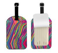 Rainbow Lines Printed Suitcase Tag, Microfiber Leather Travel Shield, Secure Privacy Label, for Backpack ID