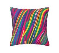 Rainbow Lines Washable Square Accent Pillow Cover, Throw Cushion Cover With Invisible Zipper For Sofa Bed